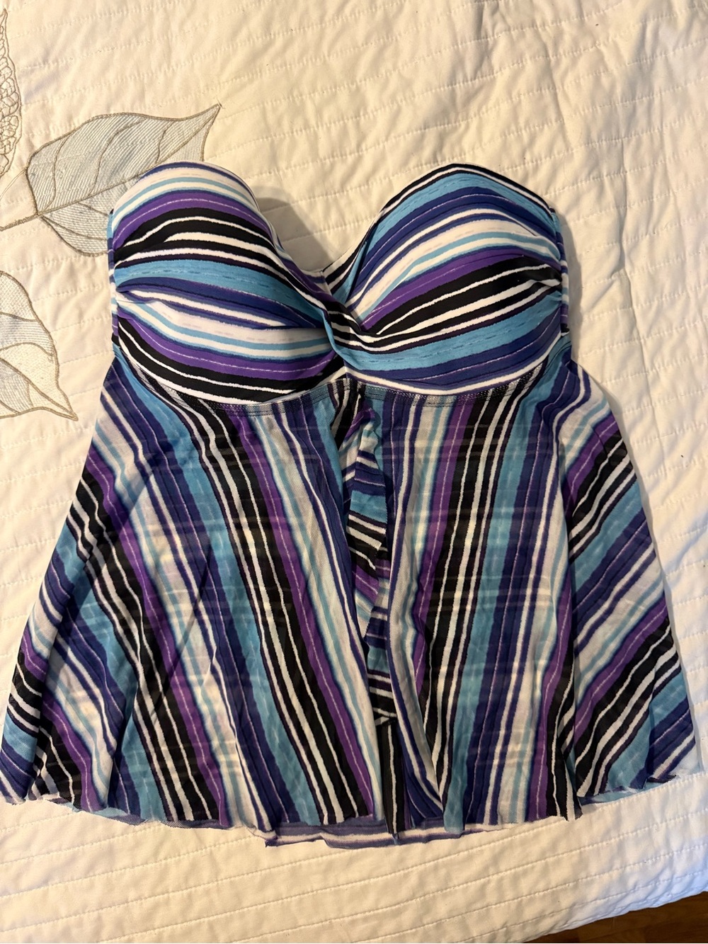 Merona Strapless Striped swim top in Blue, Purple, Black and White